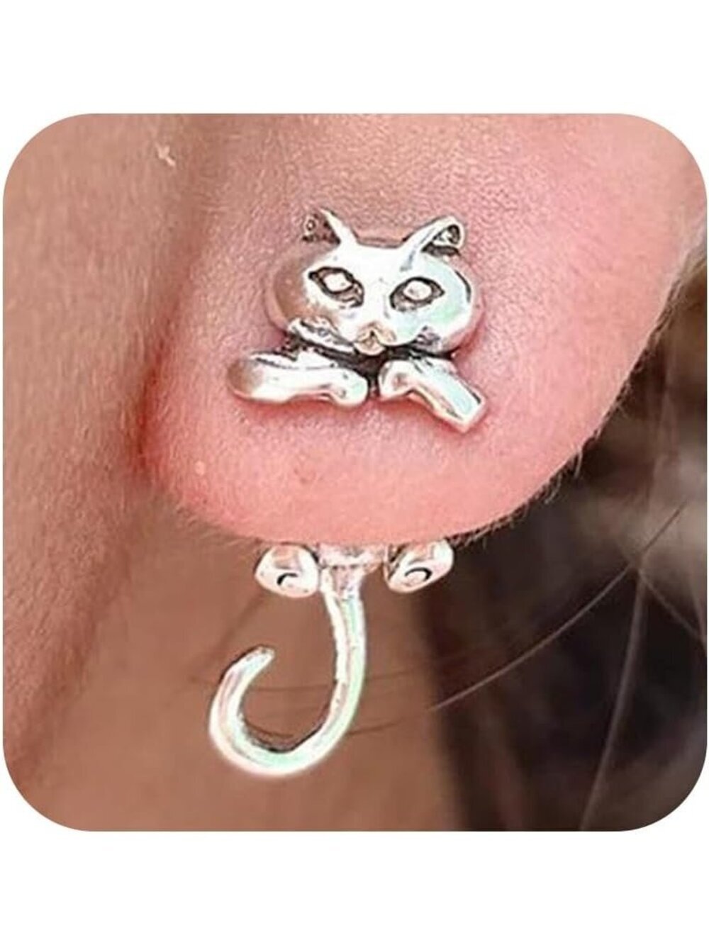 Women's silver 1 Push Back Cute Stuff Vintage Shaped Stud Animal Earrings
